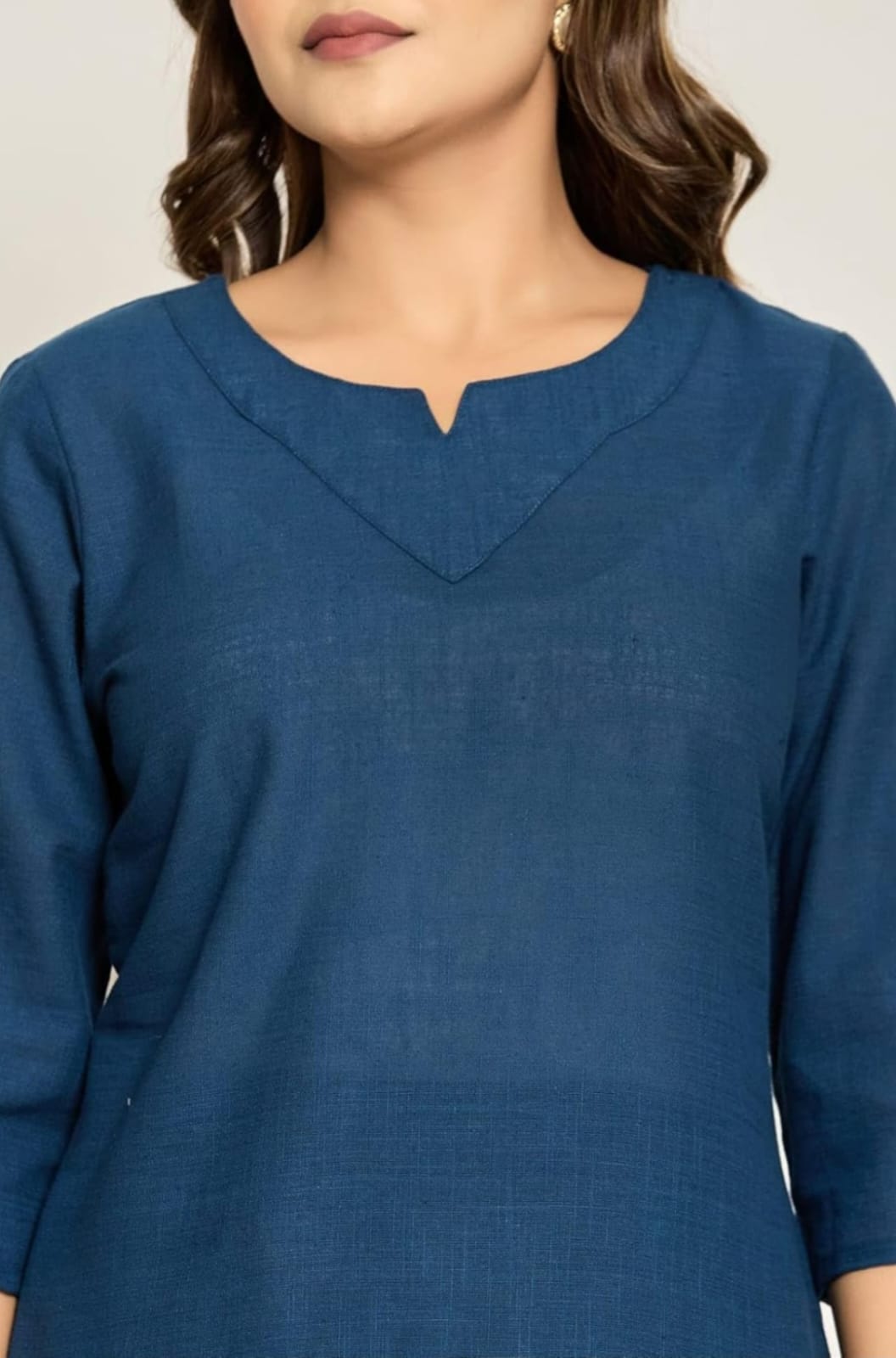 Elegant Teal Blue Cotton Slub Co-ord Set for Women | Stylish Top & Wide-Leg Pants