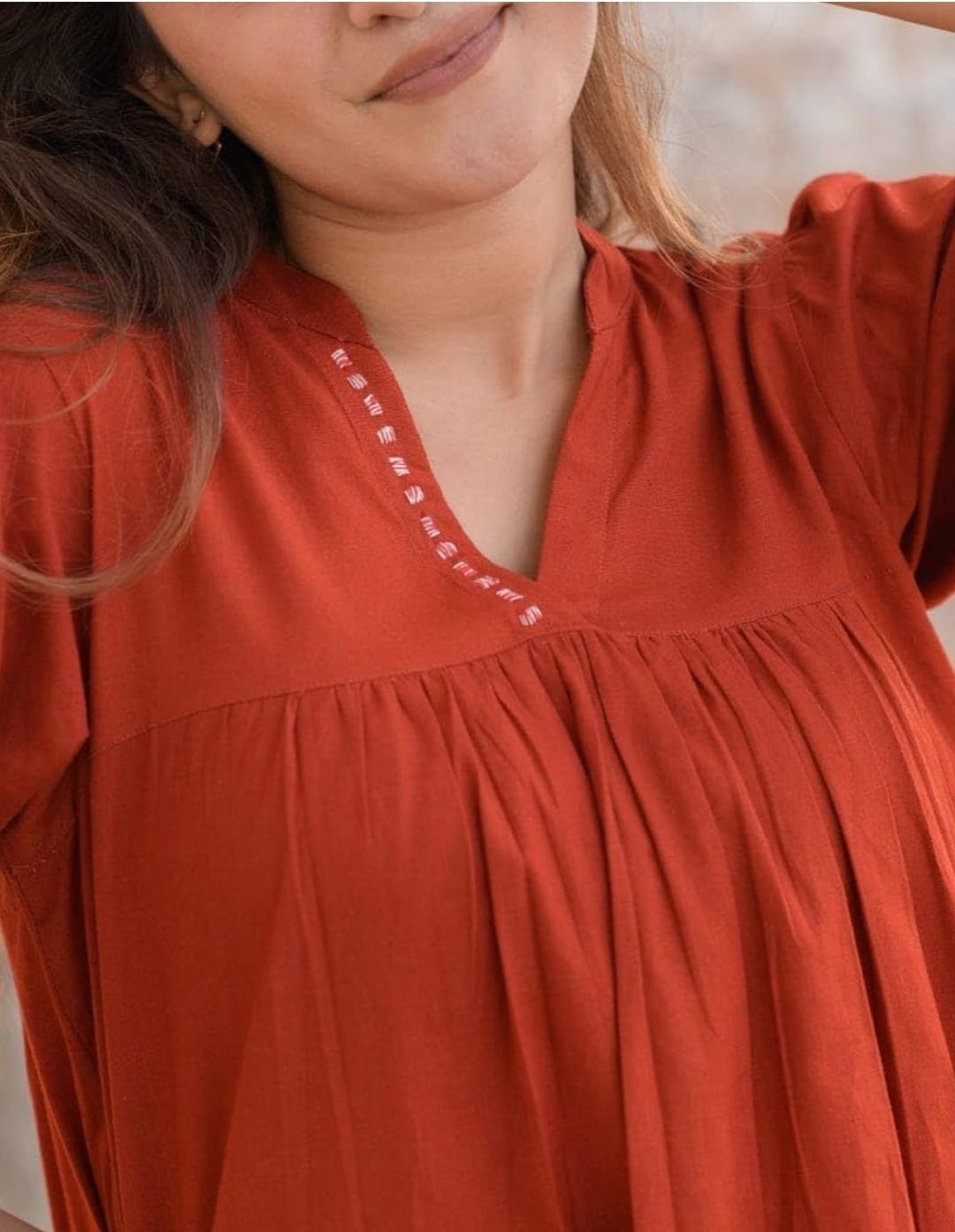 Rust Orange Flared Top & Straight Pant Co-ord Set for Women