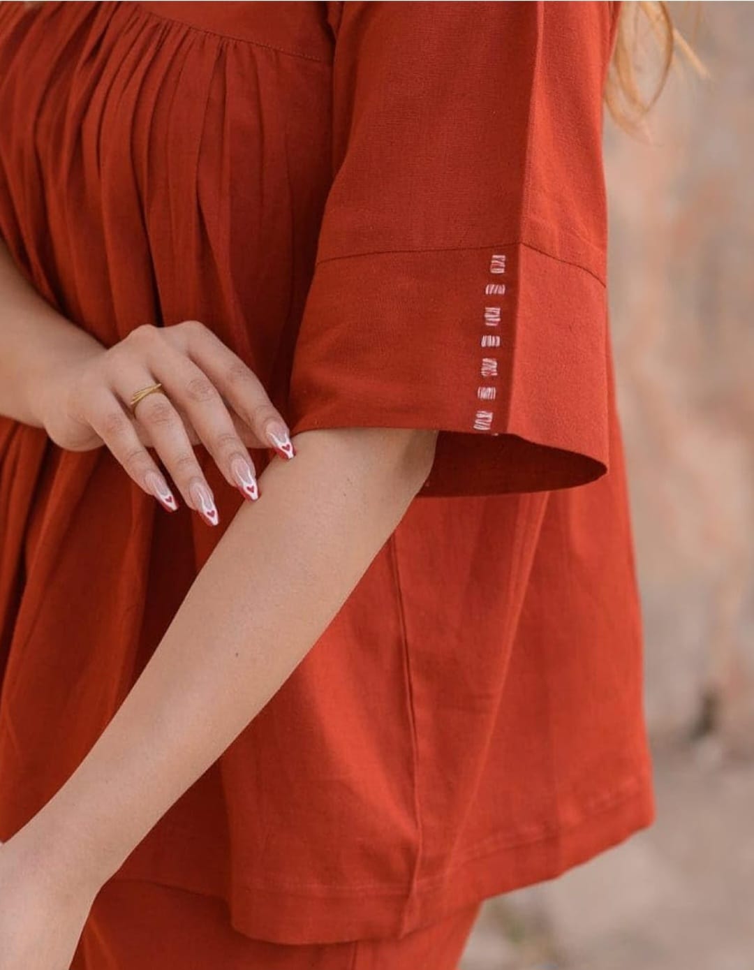 Rust Orange Flared Top & Straight Pant Co-ord Set for Women