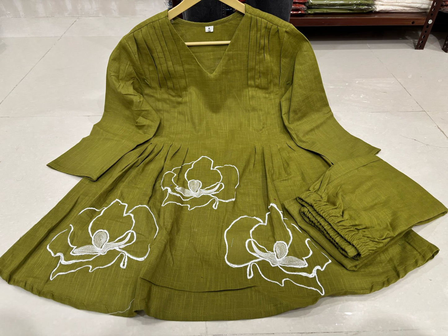 Mehendi Green Floral Embroidered Peplum Kurta Pant Co-ord Set for Women | Trendy Ethnic Wear