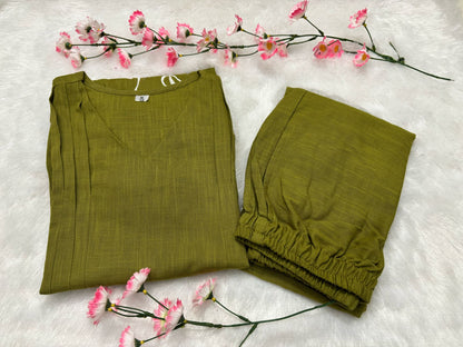 Mehendi Green Floral Embroidered Peplum Kurta Pant Co-ord Set for Women | Trendy Ethnic Wear