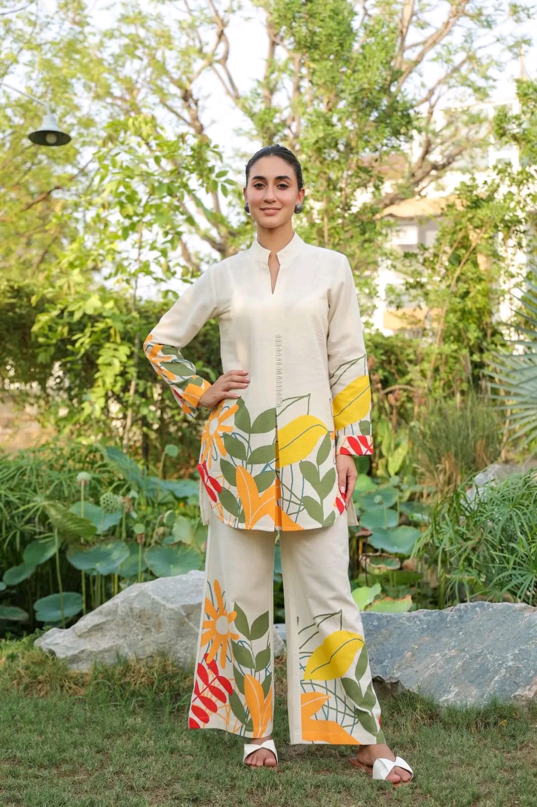 Off-White Floral Printed Co-ord Set for Women | Casual Summer Wear | Two-Piece Outfit