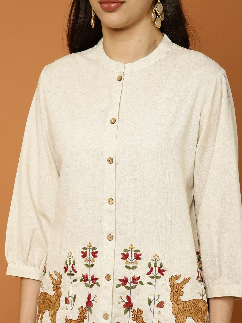 Off-White Embroidered Cotton Co-ord Set for Women | Elegant Everyday & Festive Wear