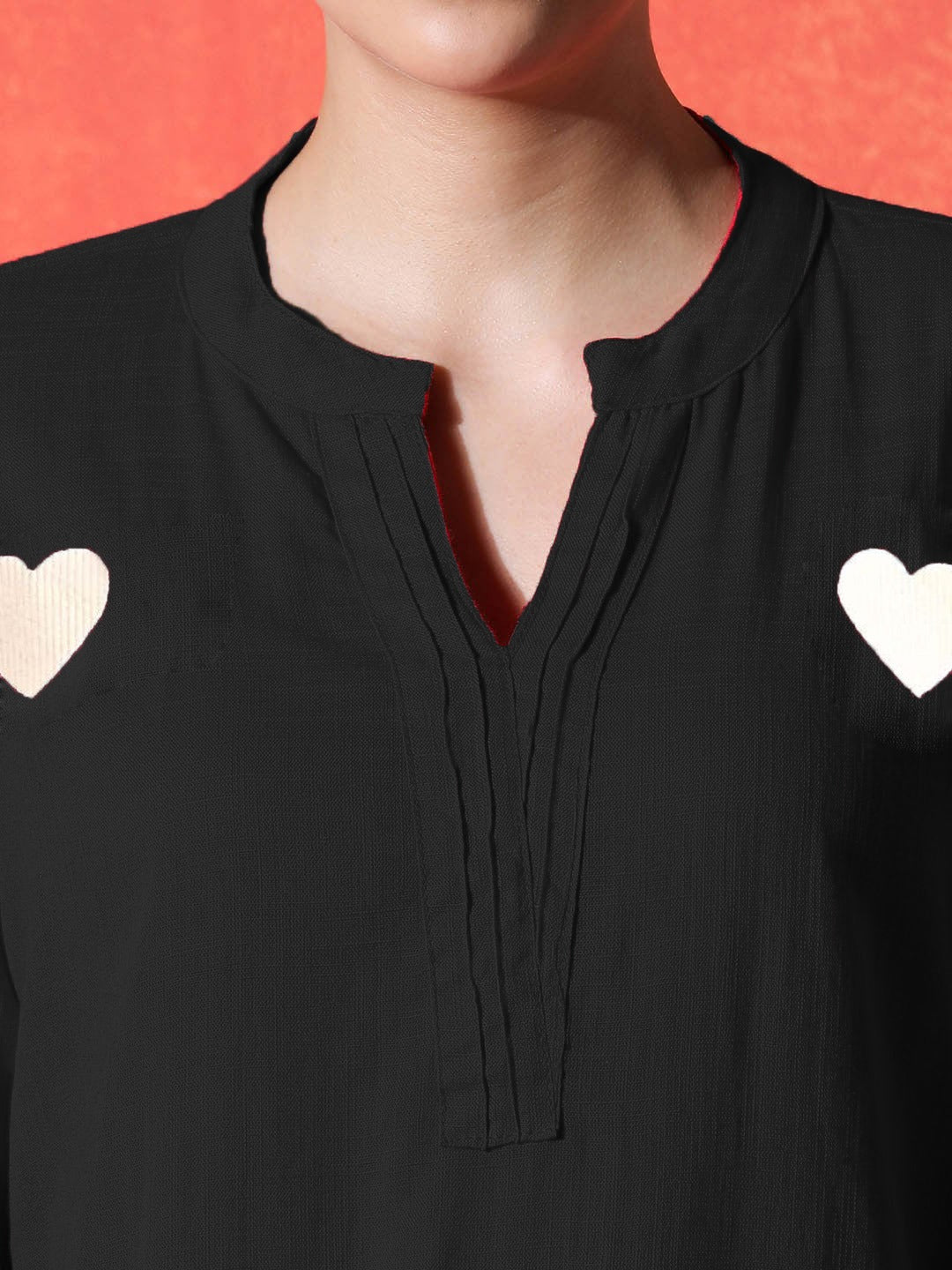 Elegant Black Heart-Embellished Kurta & Pant Set for Women | Stylish Modern Wear