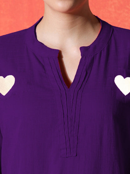 Elegant Purple Solid Kurta & Pant Set for Women | Premium Everyday Comfort Wear